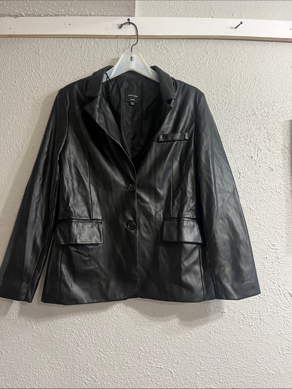 Love Tree Black Leather Blazer Jacket